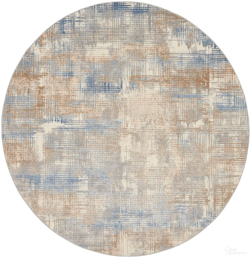 The appearance of Calvin Klein Rush 8' x 8' Round Indoor Rug In Blue and Beige designed by Nourison in the modern / contemporary interior design. This blue and beige piece of furniture was selected by 1StopBedrooms from Rush Collection to add a touch of cosiness and style into your home. Sku: 99446818843. Material: Polypropylene.