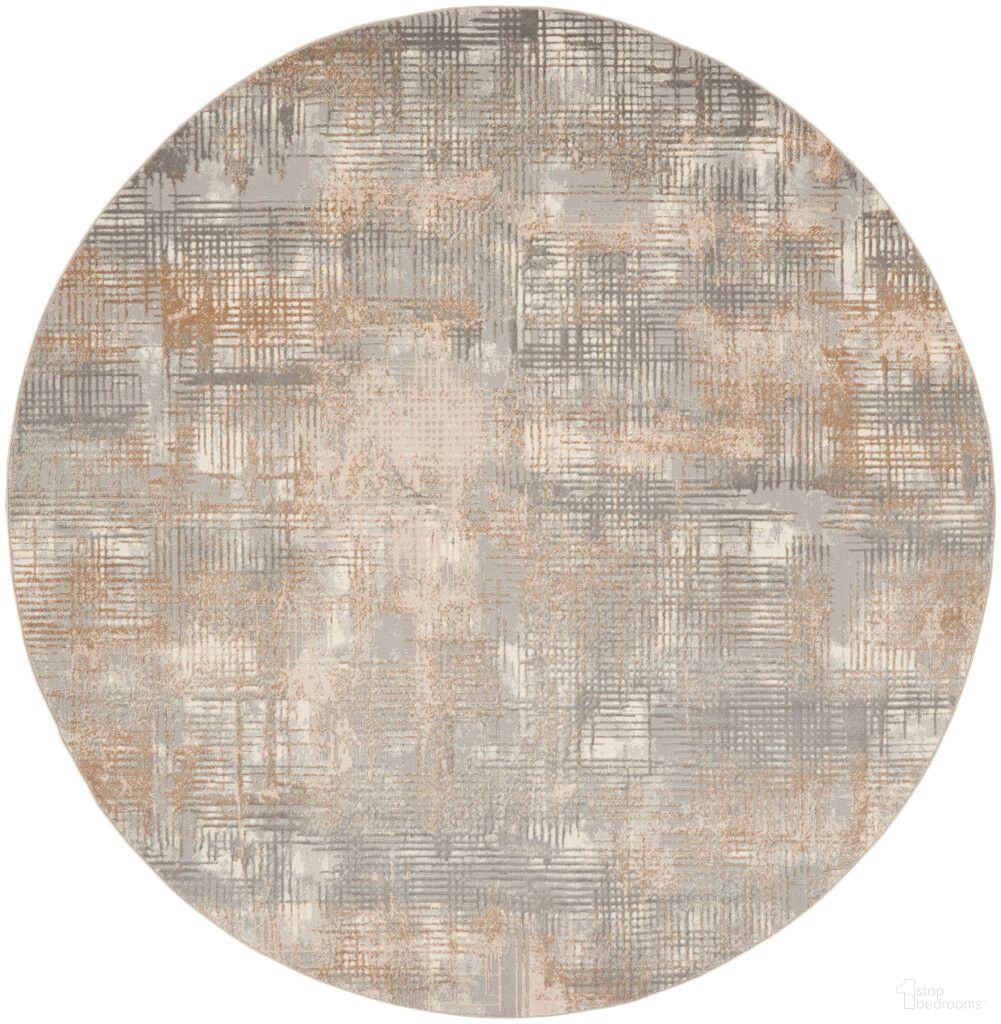 Calvin Klein Rush 8' x 8' Round Modern Indoor Rug In Grey and Beige