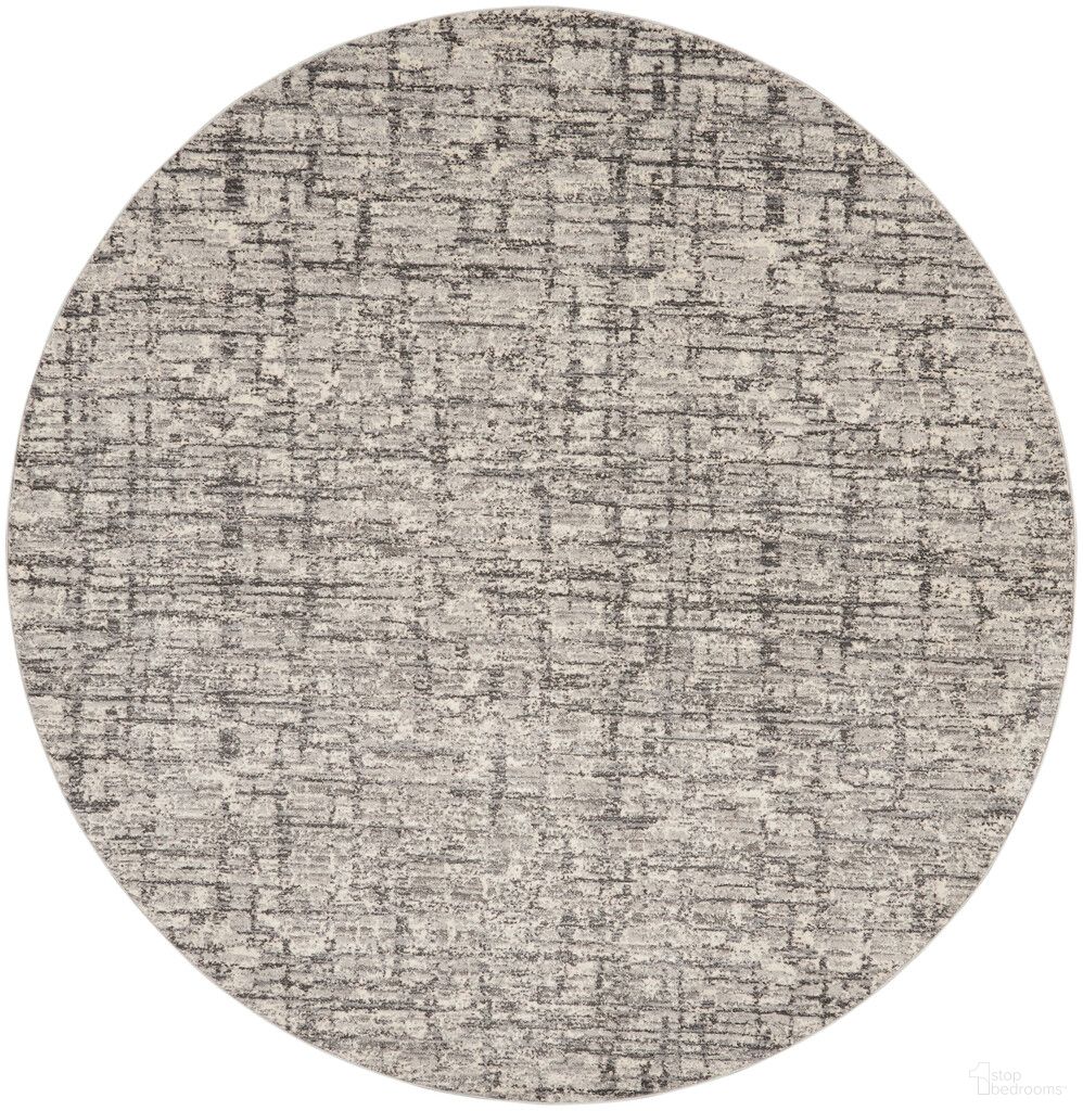 Calvin Klein Rush 8' x 8' Round Indoor Rug In Ivory and Grey