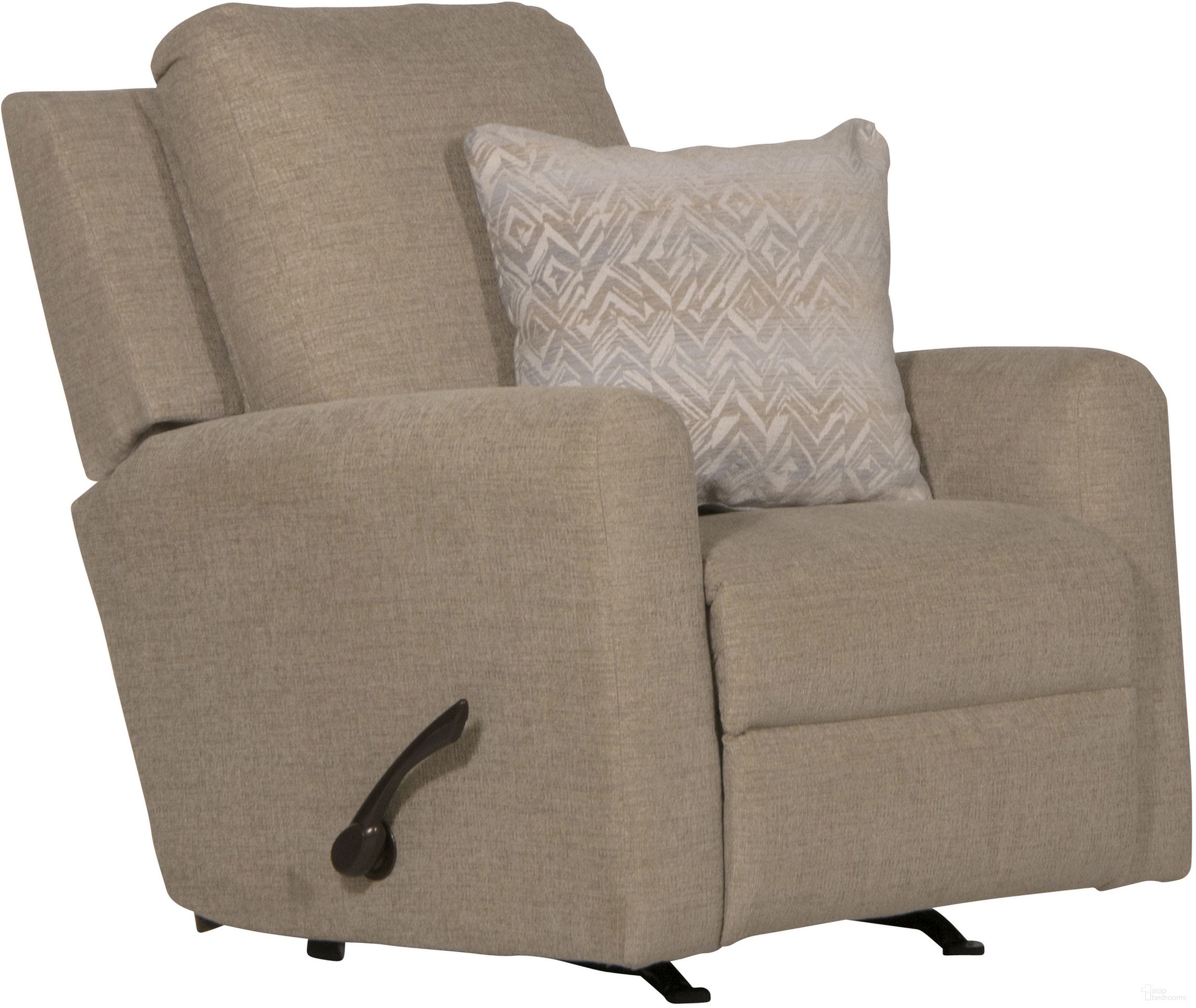 The appearance of Calvin Rocker Recliner In Putty designed by Catnapper in the traditional interior design. This putty piece of furniture  was selected by 1StopBedrooms from Calvin Collection to add a touch of cosiness and style into your home. Sku: 16302189426236426. Material: Fabric.