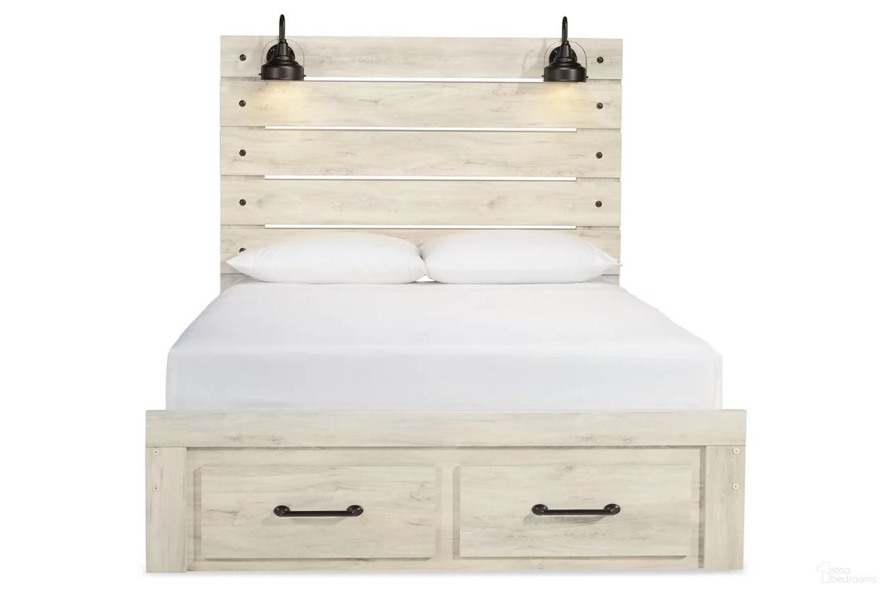 The appearance of Cambeck Queen Panel Storage Bed In White Wash designed by Signature Design by Ashley in the transitional interior design. This white wash piece of furniture was selected by 1StopBedrooms from Cambeck Collection to add a touch of cosiness and style into your home. Sku: B100-13;B192-54S;B192-57;B192-95. Bed Type: Storage Bed. Bed Size: Queen.