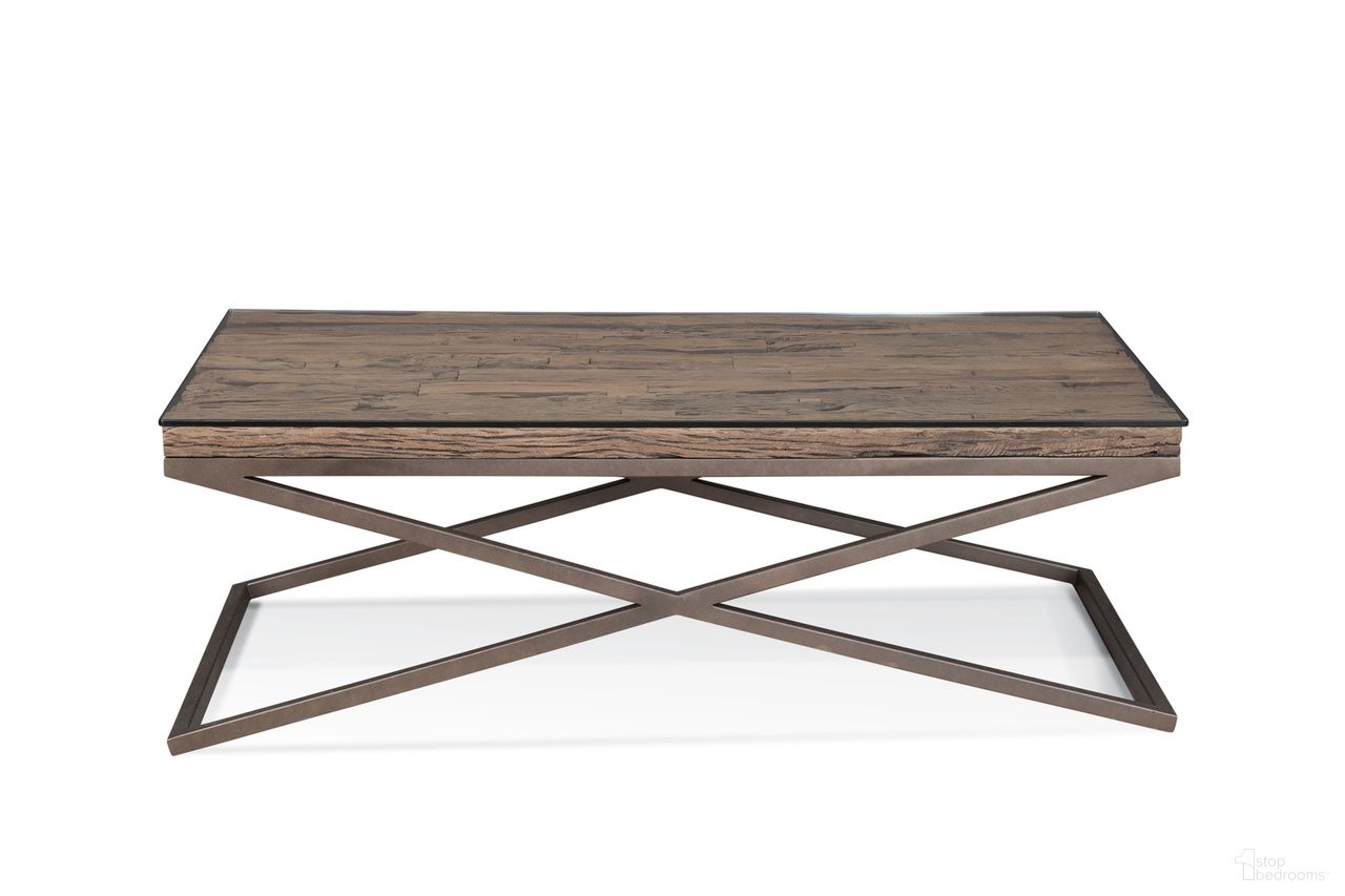 The appearance of Cambria Coffee Table In Brown and Bronze designed by Bassett Mirror Company in the rustic / southwestern interior design. This brown/bronze piece of furniture  was selected by 1StopBedrooms from Cambria Collection to add a touch of cosiness and style into your home. Sku: 7048-LR-100B;7048-LR-100T. Material: Steel.