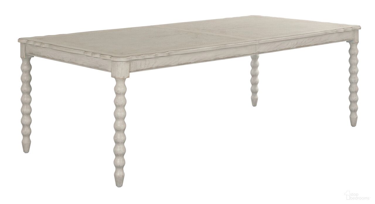 The appearance of Cambric Batiste Rectangular Dining Table In Creme designed by American Drew in the modern / contemporary interior design. This creme piece of furniture  was selected by 1StopBedrooms from Cambric Collection to add a touch of cosiness and style into your home. Sku: 309-760C. Table Base Style: Legs. Material: Wood. Table Top Shape: Rectangular. Size: 43" x 92".