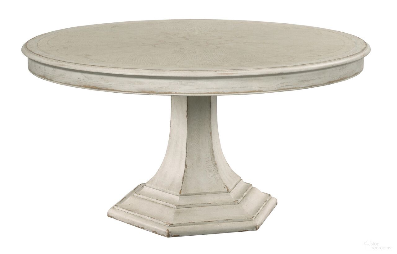 The appearance of Cambric Civette Round Dining Table In Creme designed by American Drew in the modern / contemporary interior design. This creme piece of furniture was selected by 1StopBedrooms from Cambric Collection to add a touch of cosiness and style into your home. Sku: 309-701C;309-B01C. Table Base Style: Pedestal. Table Top Shape: Round. Material: Wood. Size: 60".