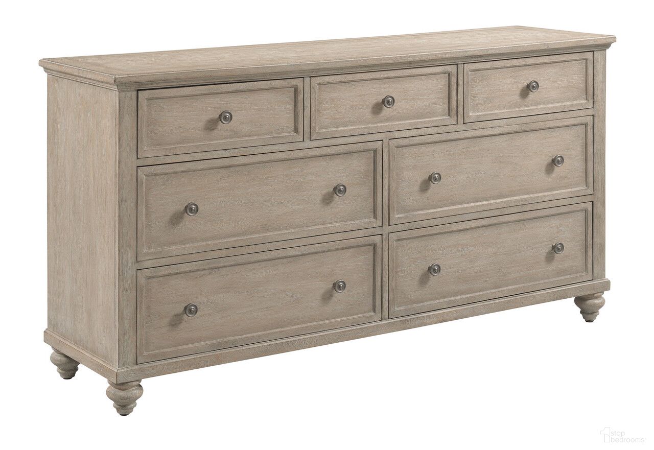 The appearance of Cambric Miriam Seven Dwr Dresser In Creme designed by American Drew in the modern / contemporary interior design. This creme piece of furniture was selected by 1StopBedrooms from Cambric Collection to add a touch of cosiness and style into your home. Sku: 309-131B. Material: Wood.