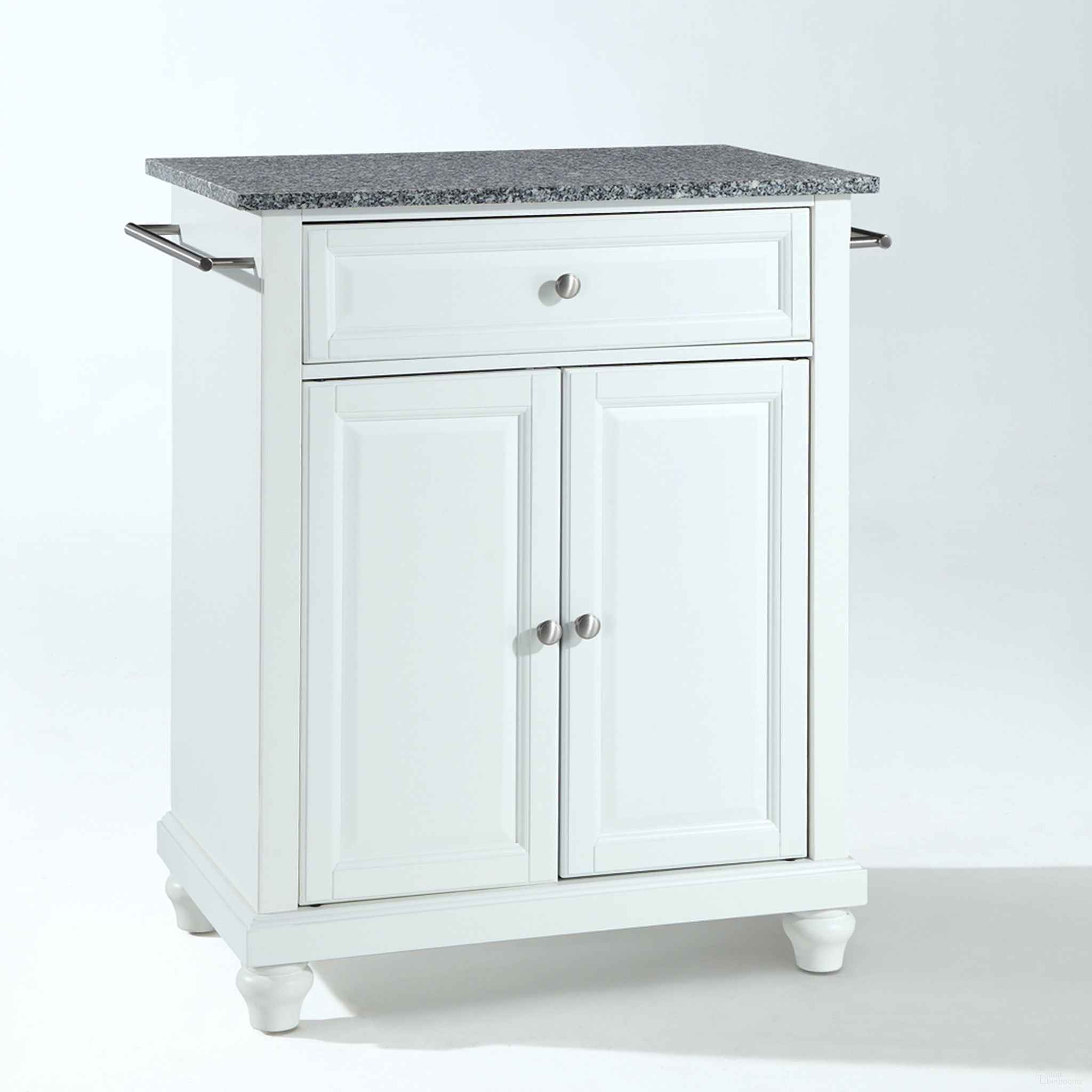 Cambridge Granite Top Portable Kitchen Island/Cart In White and Gray
