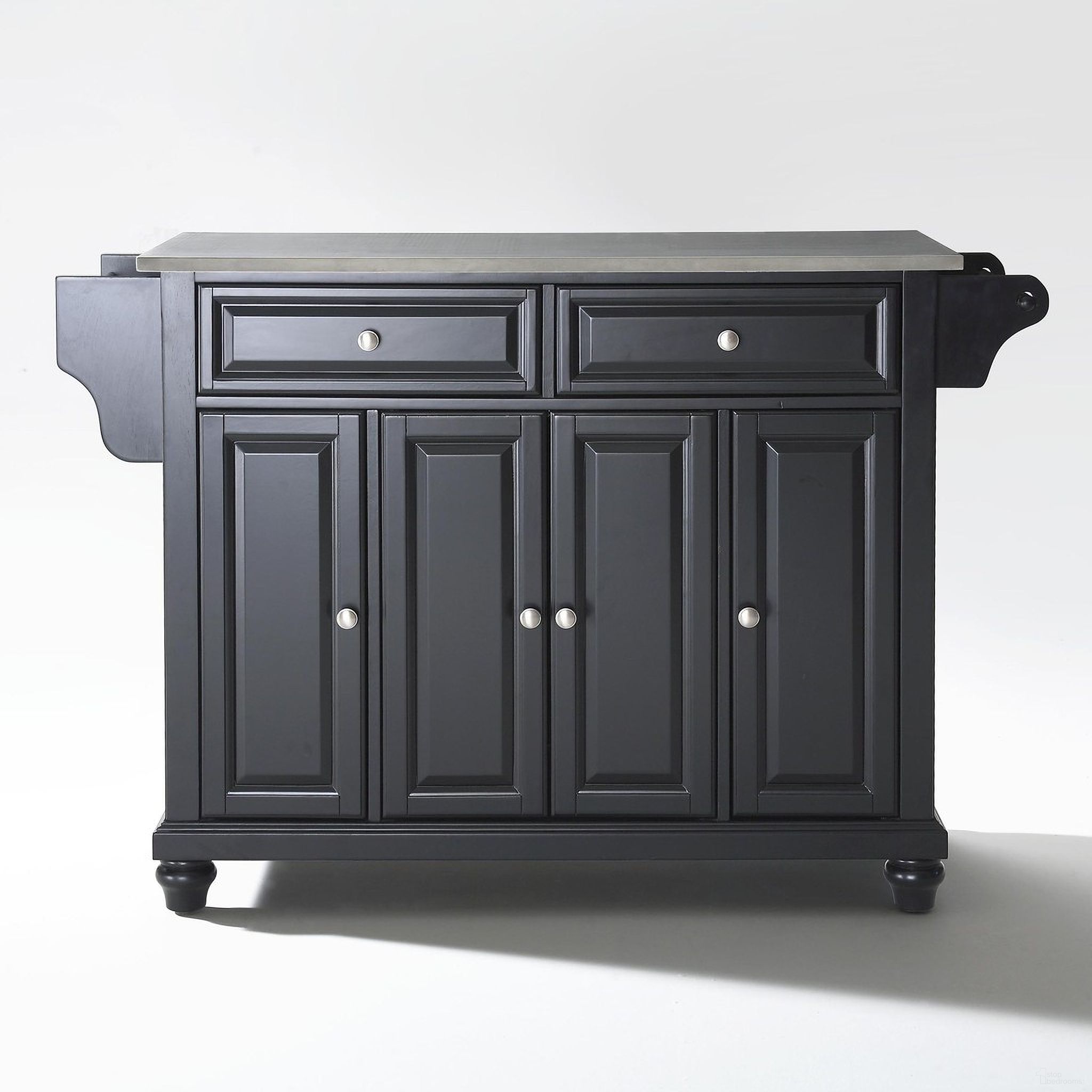 The appearance of Cambridge Stainless Steel Top Full Size Kitchen Island/Cart In Black designed by Crosley Brands in the traditional interior design. This black and stainless steel piece of furniture was selected by 1StopBedrooms from Cambridge Collection to add a touch of cosiness and style into your home. Sku: CF3001-BK;CF0302-SS;CF0104-BK. Material: Solid Rubberwood.