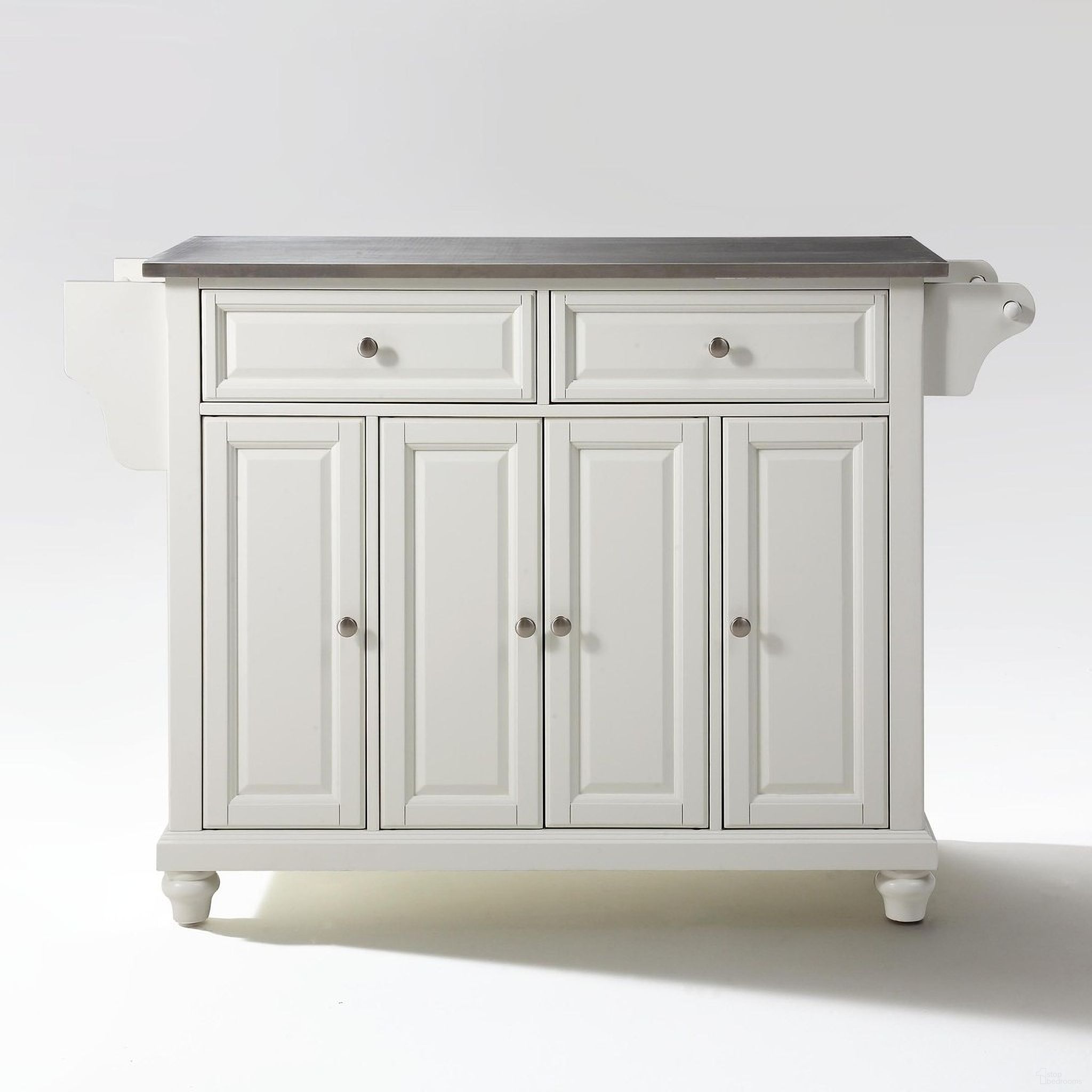 Cambridge Stainless Steel Top Full Size Kitchen Island/Cart In White