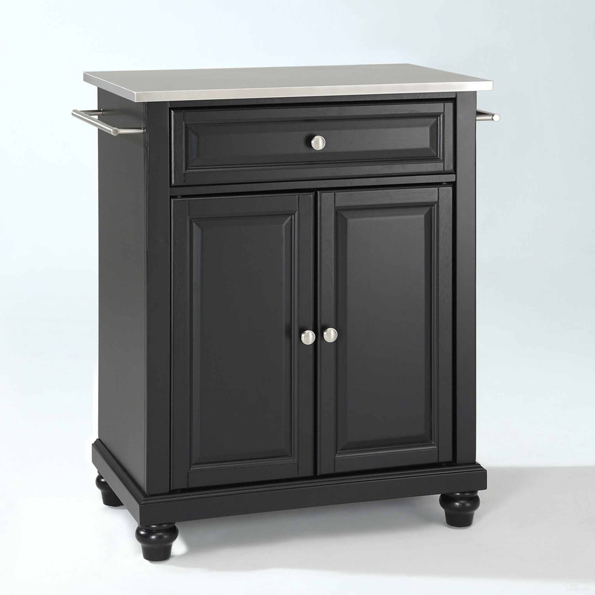 Cambridge Stainless Steel Top Portable Kitchen Island/Cart In Black