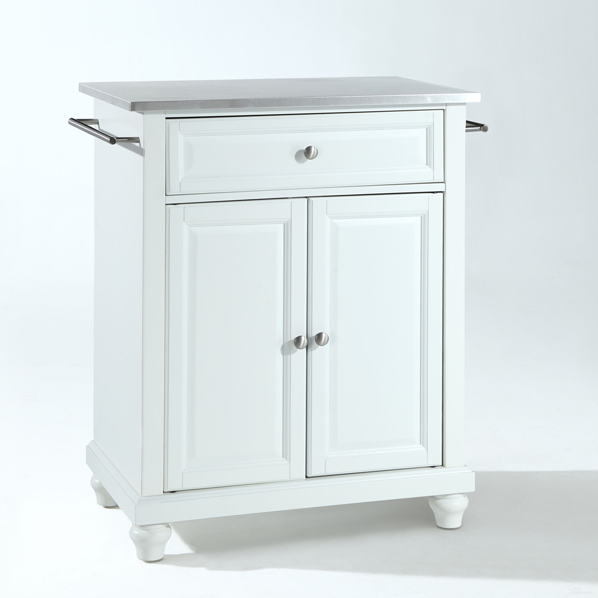 Cambridge Stainless Steel Top Portable Kitchen Island/Cart In White