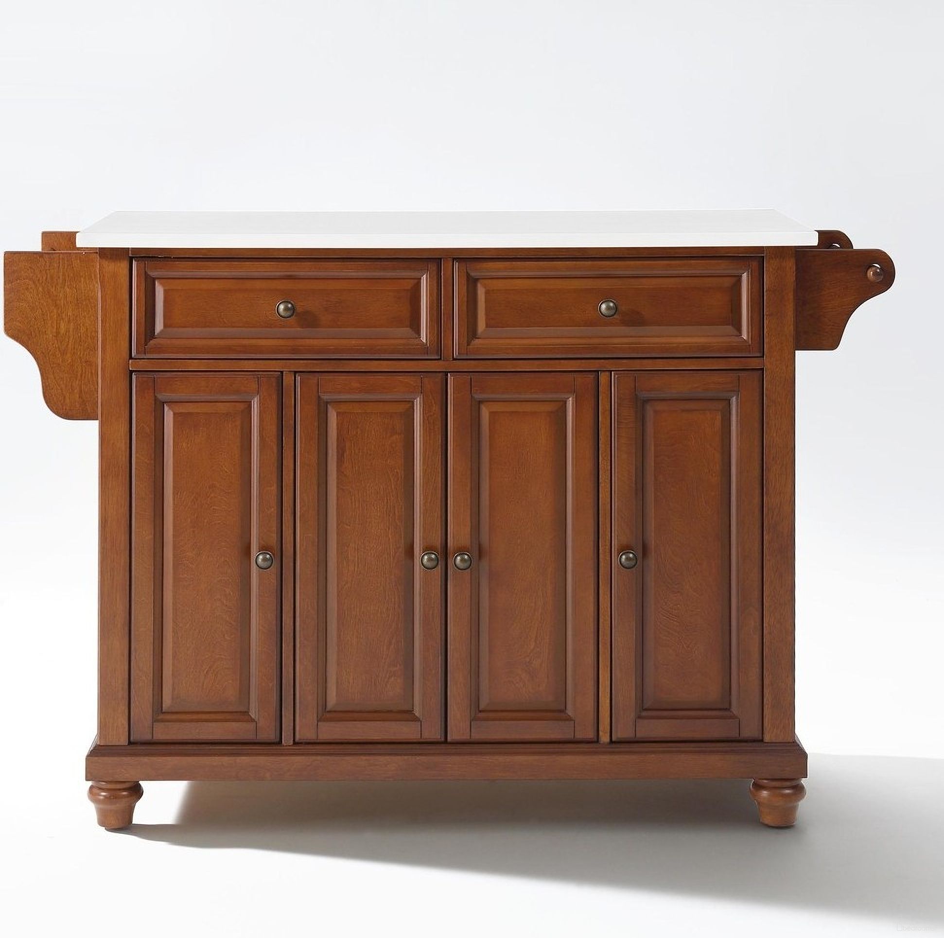 Cambridge Stone Top Full Size Kitchen Island/Cart In Cherry and White