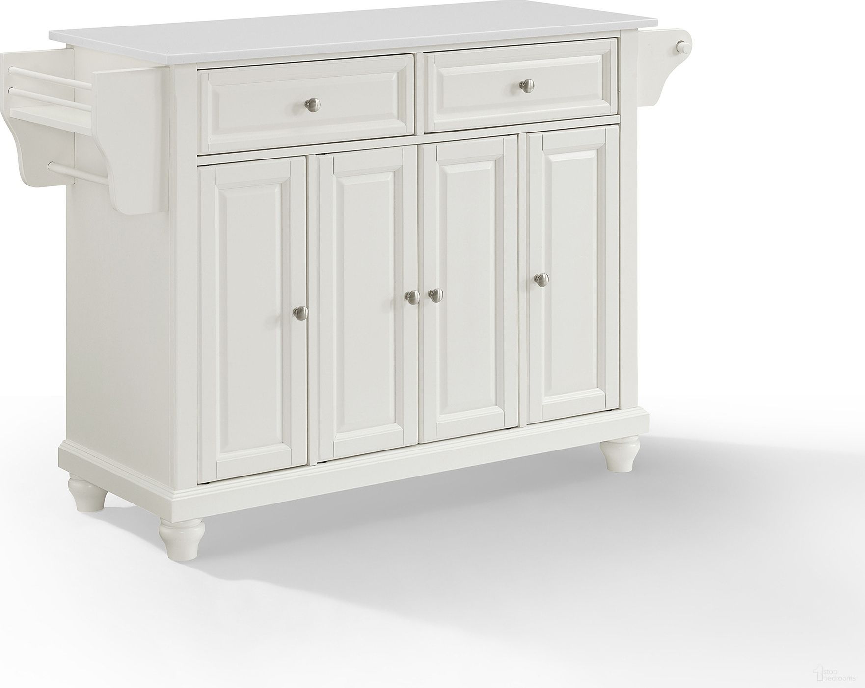 Cambridge Stone Top Full Size Kitchen Island/Cart In White