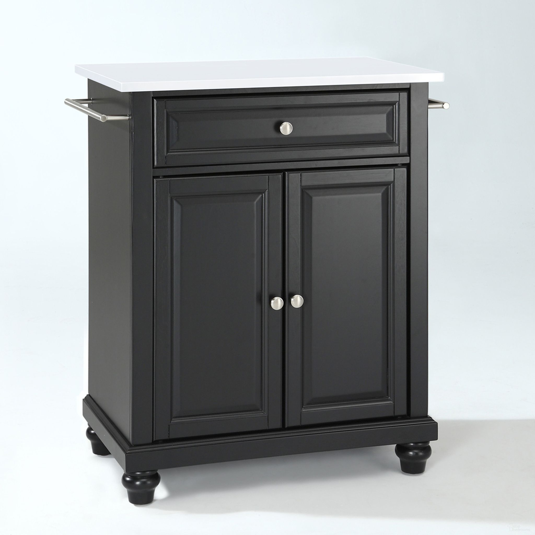 The appearance of Cambridge Stone Top Portable Kitchen Island/Cart In Black and White designed by Crosley Brands in the traditional interior design. This black and white piece of furniture was selected by 1StopBedrooms from Cambridge Collection to add a touch of cosiness and style into your home. Sku: CF3002-BK;CF0401-WH;CF0104-BK. Material: Solid Granite.