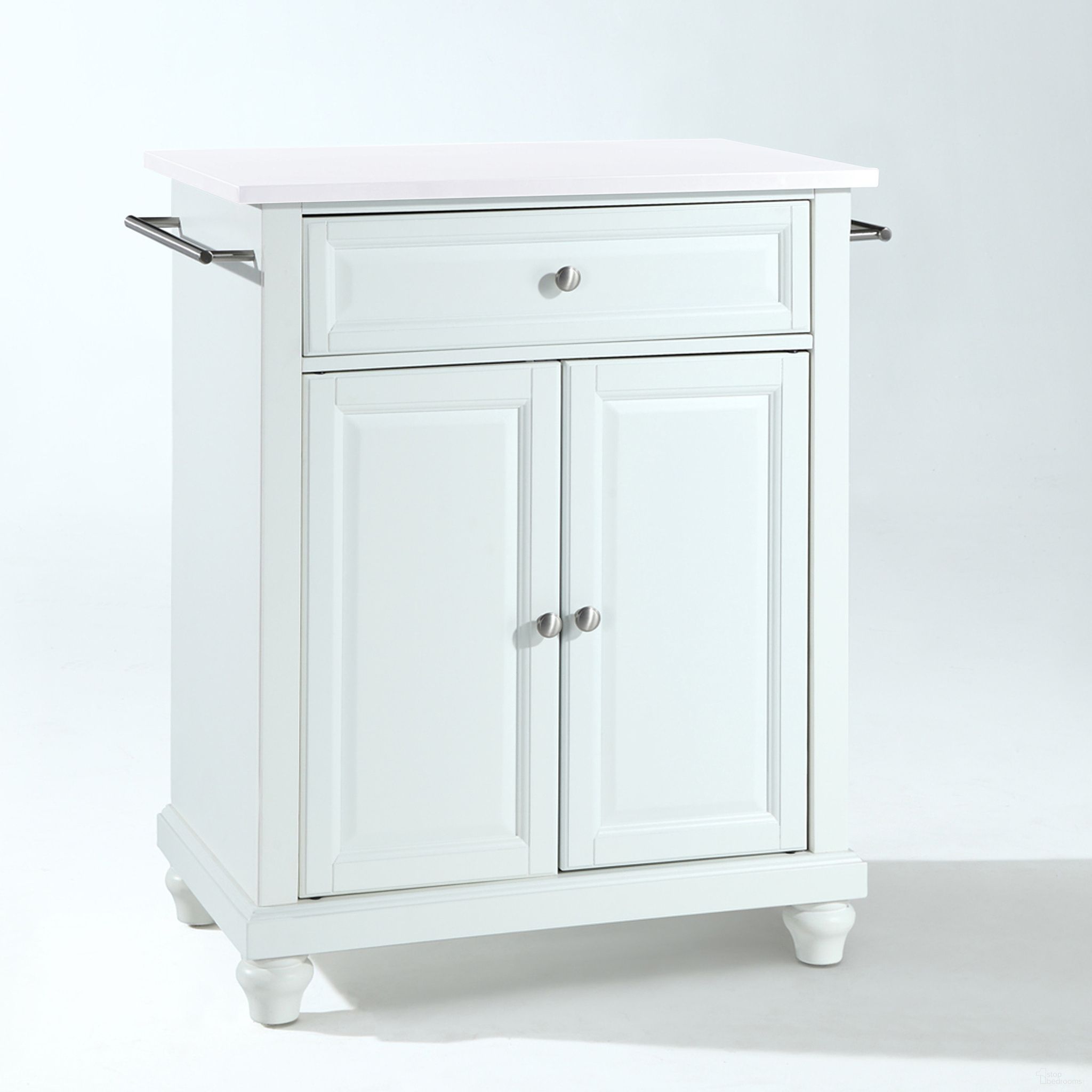 Cambridge Stone Top Portable Kitchen Island/Cart In White