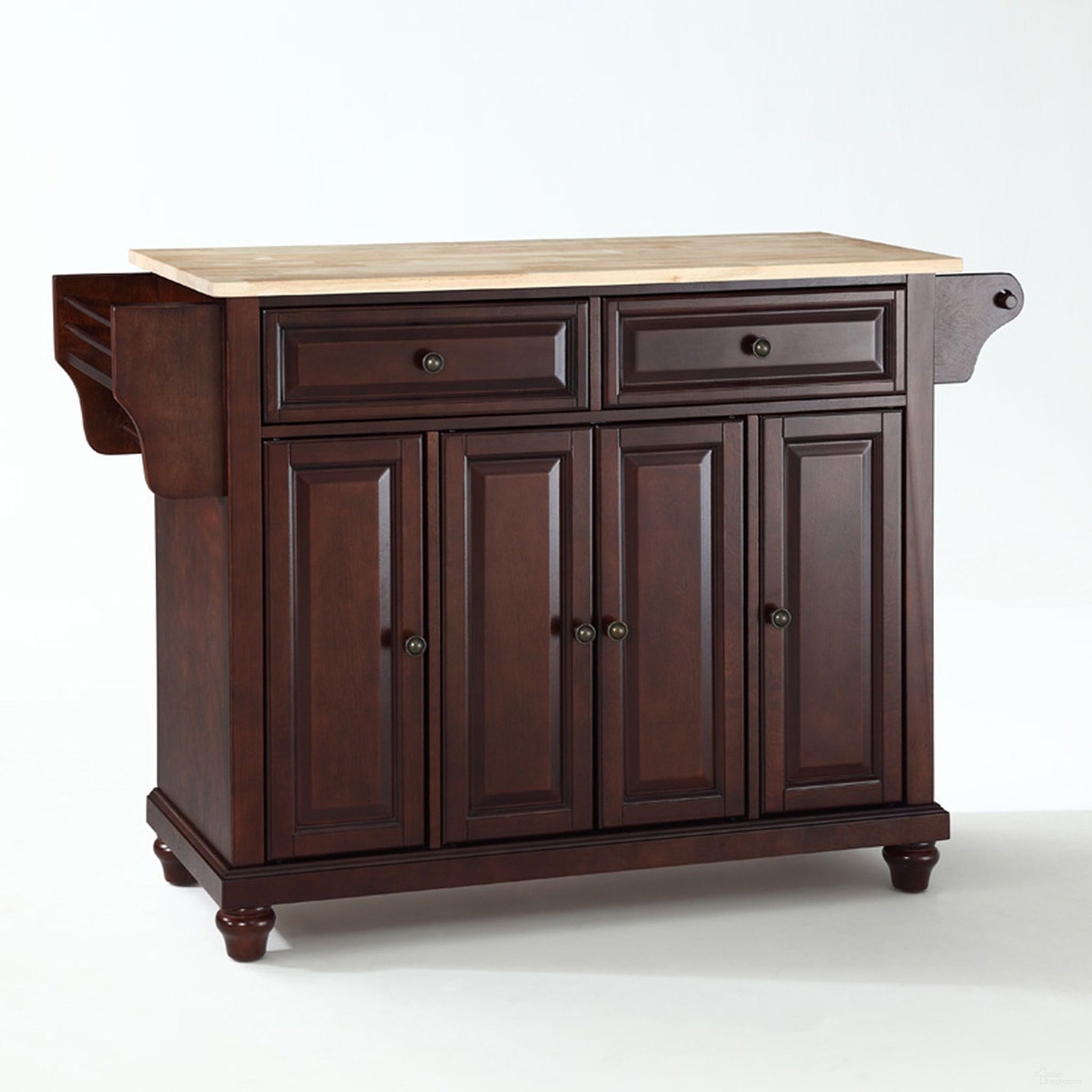 Cambridge Wood Top Full Size Kitchen Island/Cart In Mahogany and Natural