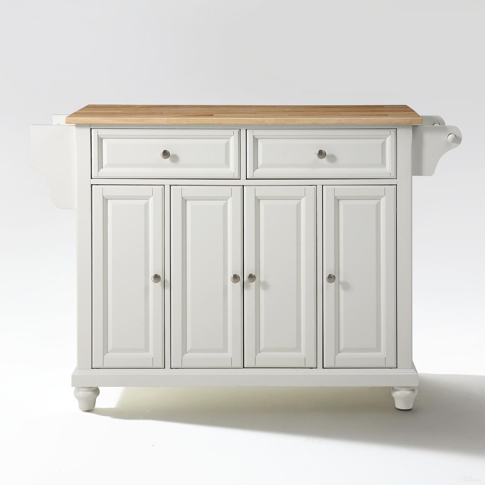 Cambridge Wood Top Full Size Kitchen Island/Cart In White and Natural