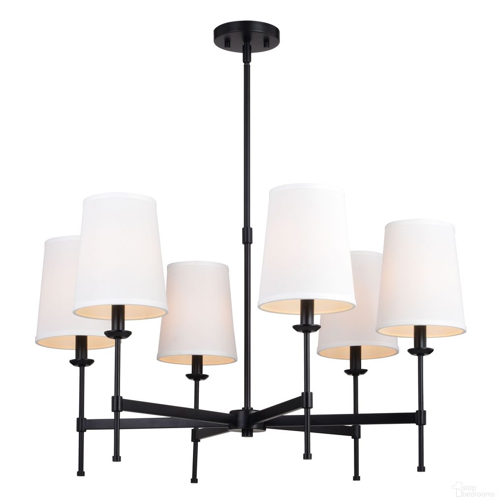 The appearance of Camden 30 Inch 6 Light Chandelier In Matte Black designed by Vaxcel in the transitional interior design. This matte black piece of furniture  was selected by 1StopBedrooms from Camden Collection to add a touch of cosiness and style into your home. Sku: H0288. Material: Steel.
