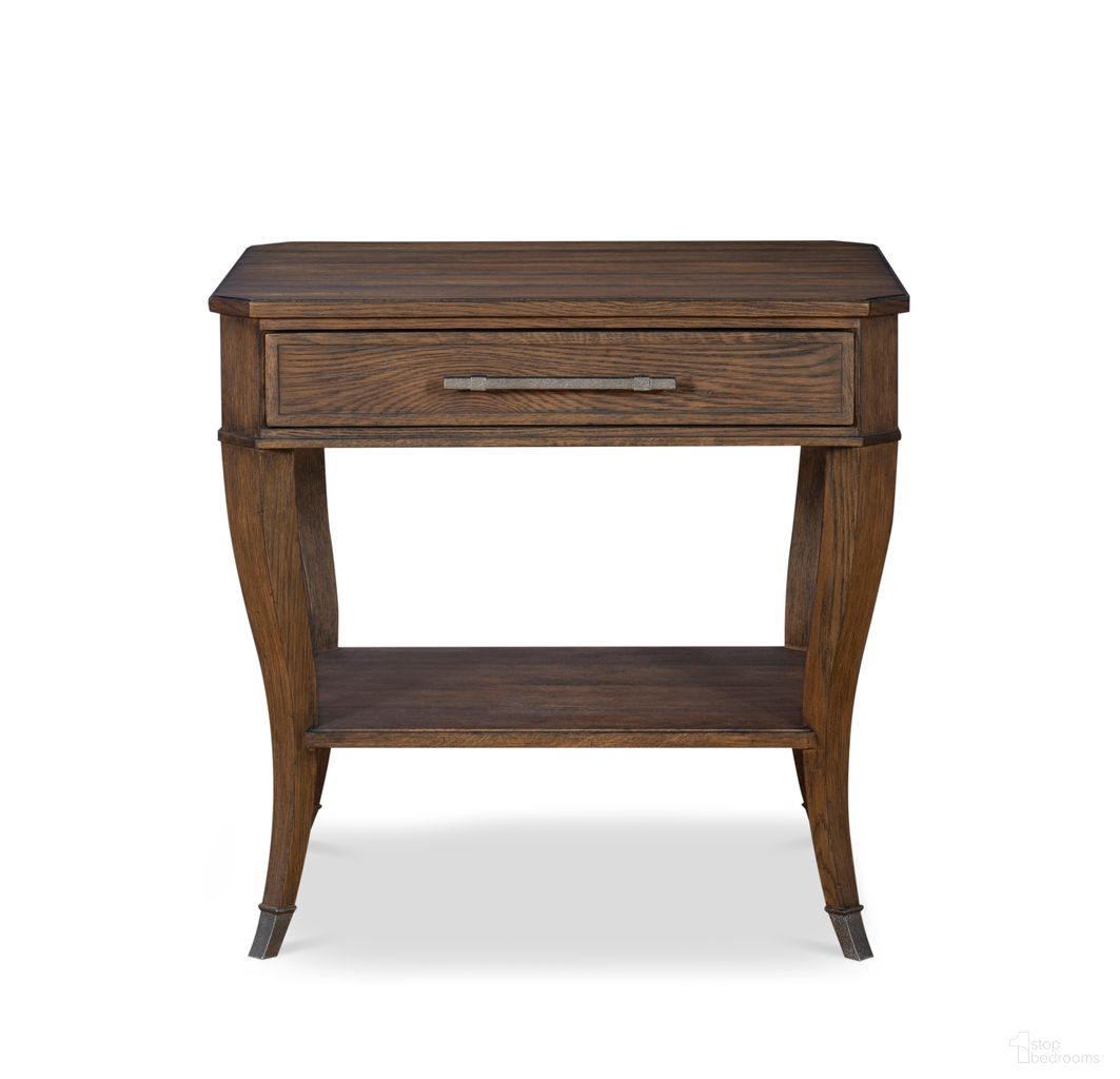 The appearance of Camden Benjamin Side Table In Rustic Brown designed by Century Furniture in the transitional interior design. This rustic brown piece of furniture was selected by 1StopBedrooms from Camden Collection to add a touch of cosiness and style into your home. Sku: B2H-626. Material: Oak Veneer.