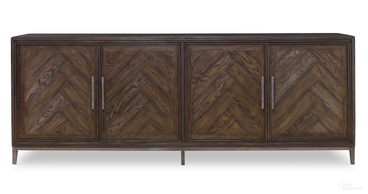 The appearance of Camden Blake Credenza In Rustic Brown designed by Century Furniture in the rustic / southwestern interior design. This rustic brown piece of furniture  was selected by 1StopBedrooms from Camden Collection to add a touch of cosiness and style into your home. Sku: B2H-406. Material: Oak Veneer.