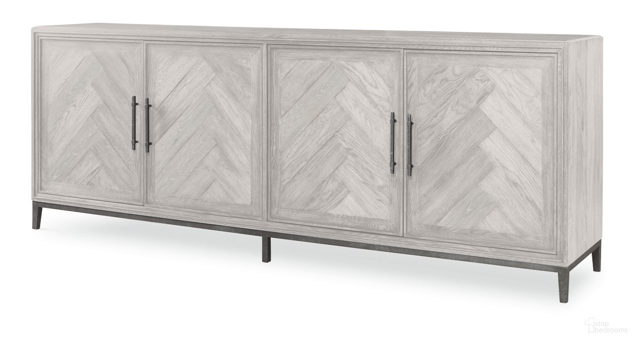 The appearance of Camden Blake Credenza In Gray designed by Century Furniture in the transitional interior design. This gray piece of furniture was selected by 1StopBedrooms from Camden Collection to add a touch of cosiness and style into your home. Sku: B2W-406. Material: Oak Veneer.