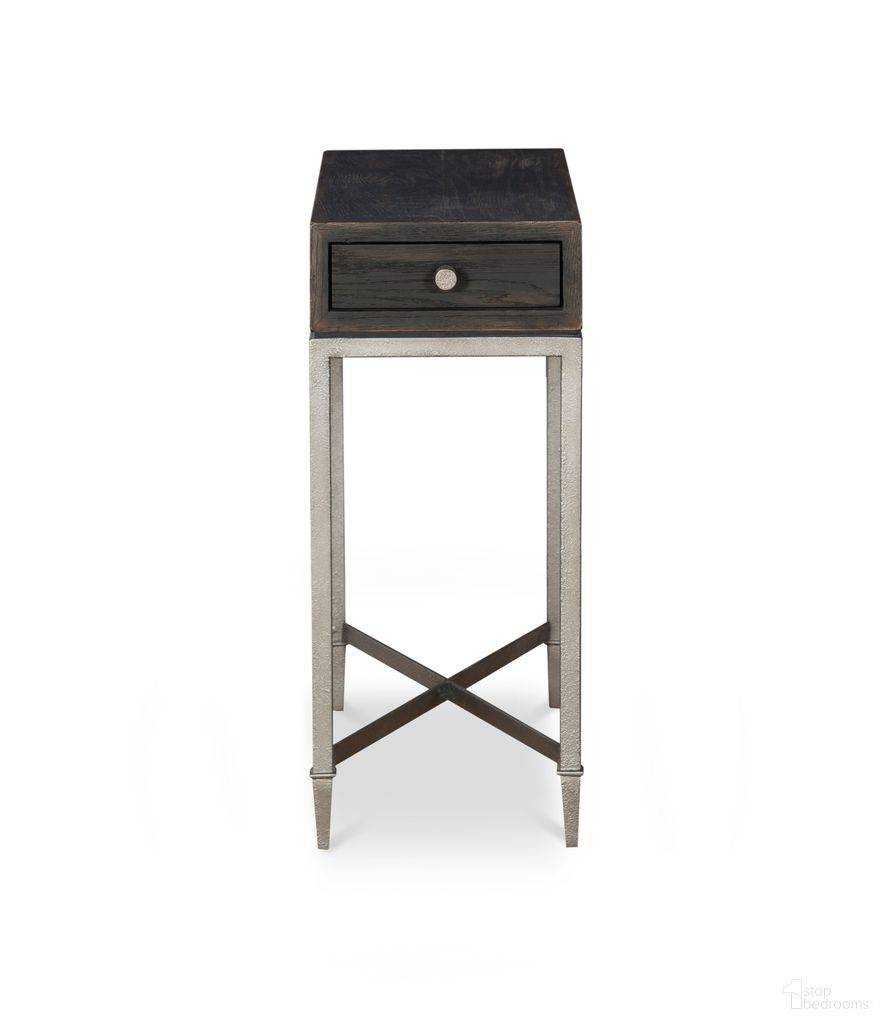 The appearance of Camden Charles Chairside Table In Rustic Black designed by Century Furniture in the transitional interior design. This rustic black piece of furniture  was selected by 1StopBedrooms from Camden Collection to add a touch of cosiness and style into your home. Sku: B2B-612. Material: Oak Veneer.