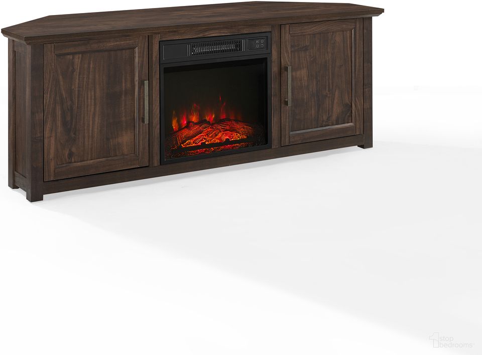Camden Corner Fireplace TV Stand For 65+ Inch TVs In Dark Walnut