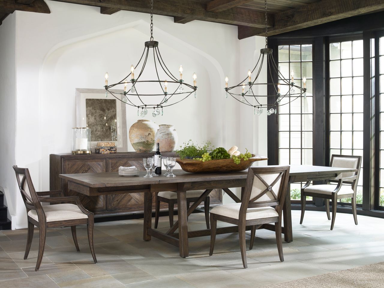 The appearance of Camden Daniel Dining Room Set In Rustic Brown designed by Century Furniture in the rustic / southwestern interior design. This rustic brown piece of furniture was selected by 1StopBedrooms from Camden Collection to add a touch of cosiness and style into your home. Sku: B2H-303;B2H-531. Table Top Shape: Rectangular. Size: 44" x 84". Material: Oak Veneer.