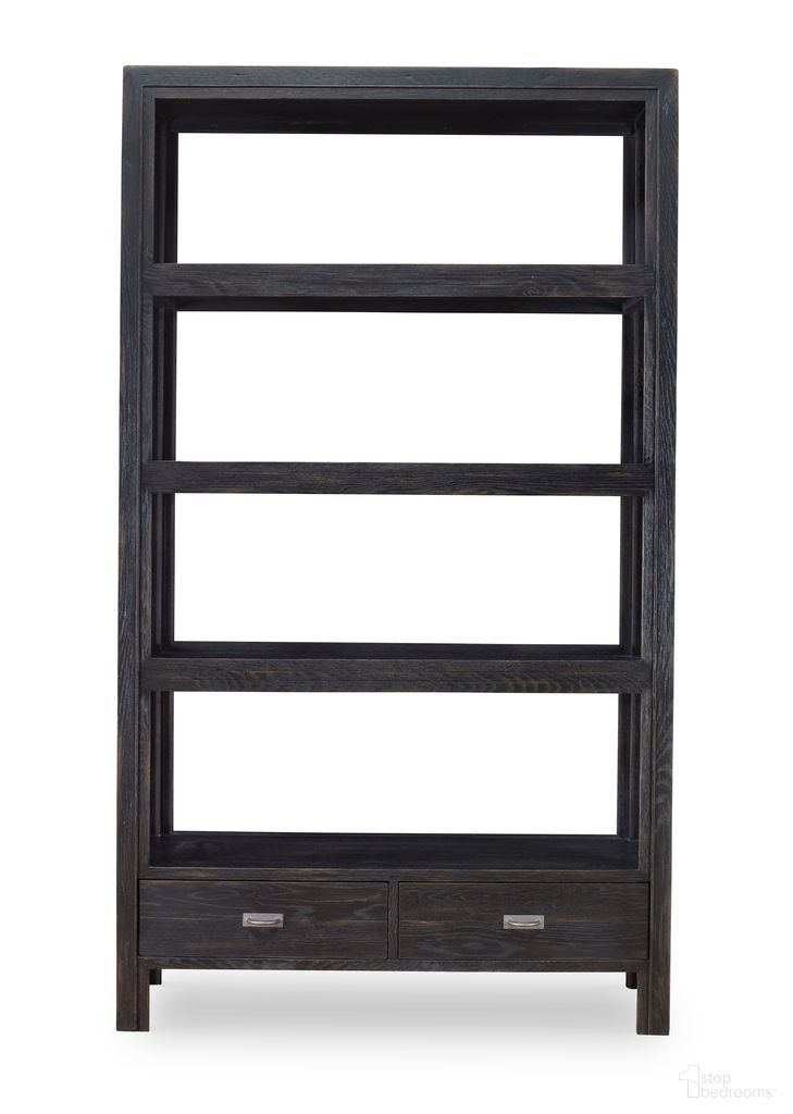 The appearance of Camden Dawson Bookcase In Rustic Black designed by Century Furniture in the transitional interior design. This rustic black piece of furniture was selected by 1StopBedrooms from Camden Collection to add a touch of cosiness and style into your home. Sku: B2B-774. Material: Oak Veneer.