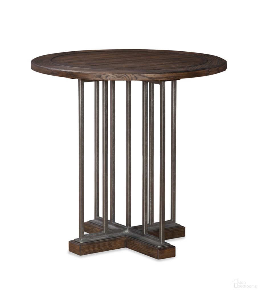 The appearance of Camden Jacob Side Table In Rustic Brown designed by Century Furniture in the transitional interior design. This rustic brown piece of furniture  was selected by 1StopBedrooms from Camden Collection to add a touch of cosiness and style into your home. Sku: B2H-616. Material: Oak Veneer.