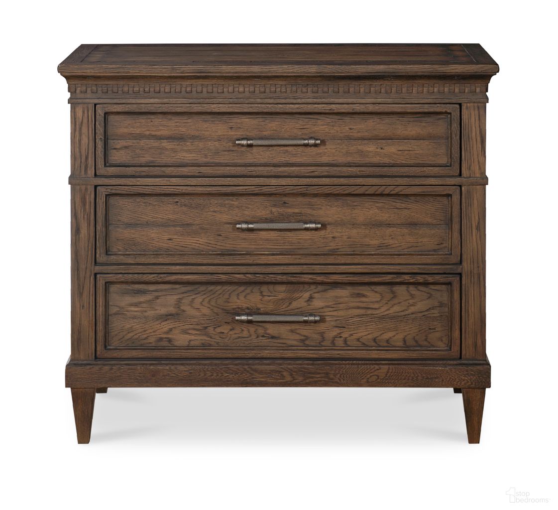 The appearance of Camden Montgomery Nightstand In Rustic Brown designed by Century Furniture in the traditional interior design. This rustic brown piece of furniture was selected by 1StopBedrooms from Camden Collection to add a touch of cosiness and style into your home. Sku: B2H-225. Material: Oak Veneer.