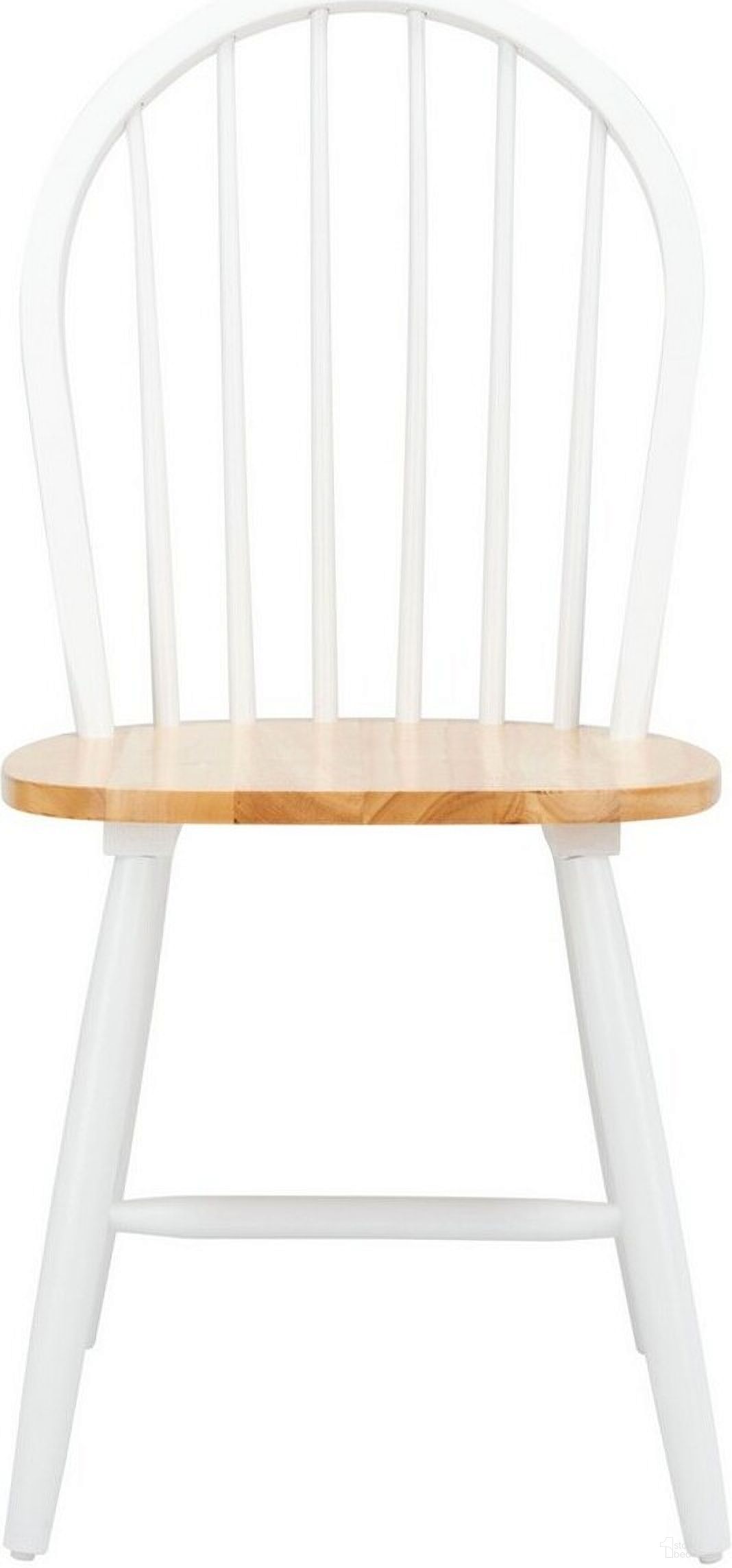 The appearance of Camden Spindle Back Dining Chair DCH8501F Set of 2 designed by Safavieh in the country / farmhouse interior design. This white and natural piece of furniture  was selected by 1StopBedrooms from Camden Collection to add a touch of cosiness and style into your home. Sku: DCH8501F-SET2. Material: Steel. Chair Type: Side Chair.