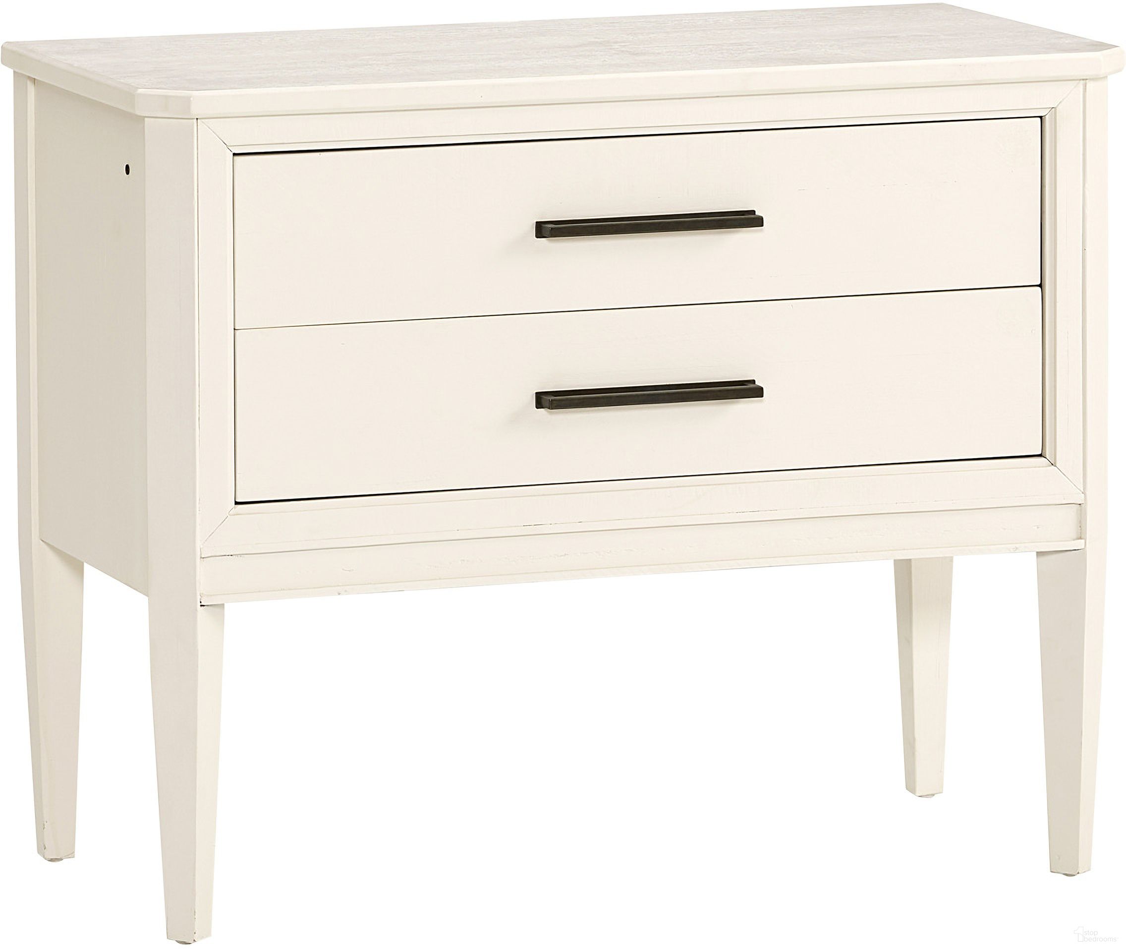 The appearance of Camden White Liv360 Nightstand In Domino designed by Aspenhome in the transitional interior design. This domino piece of furniture was selected by 1StopBedrooms from Camden Collection to add a touch of cosiness and style into your home. Sku: I631-449. Material: Wood.