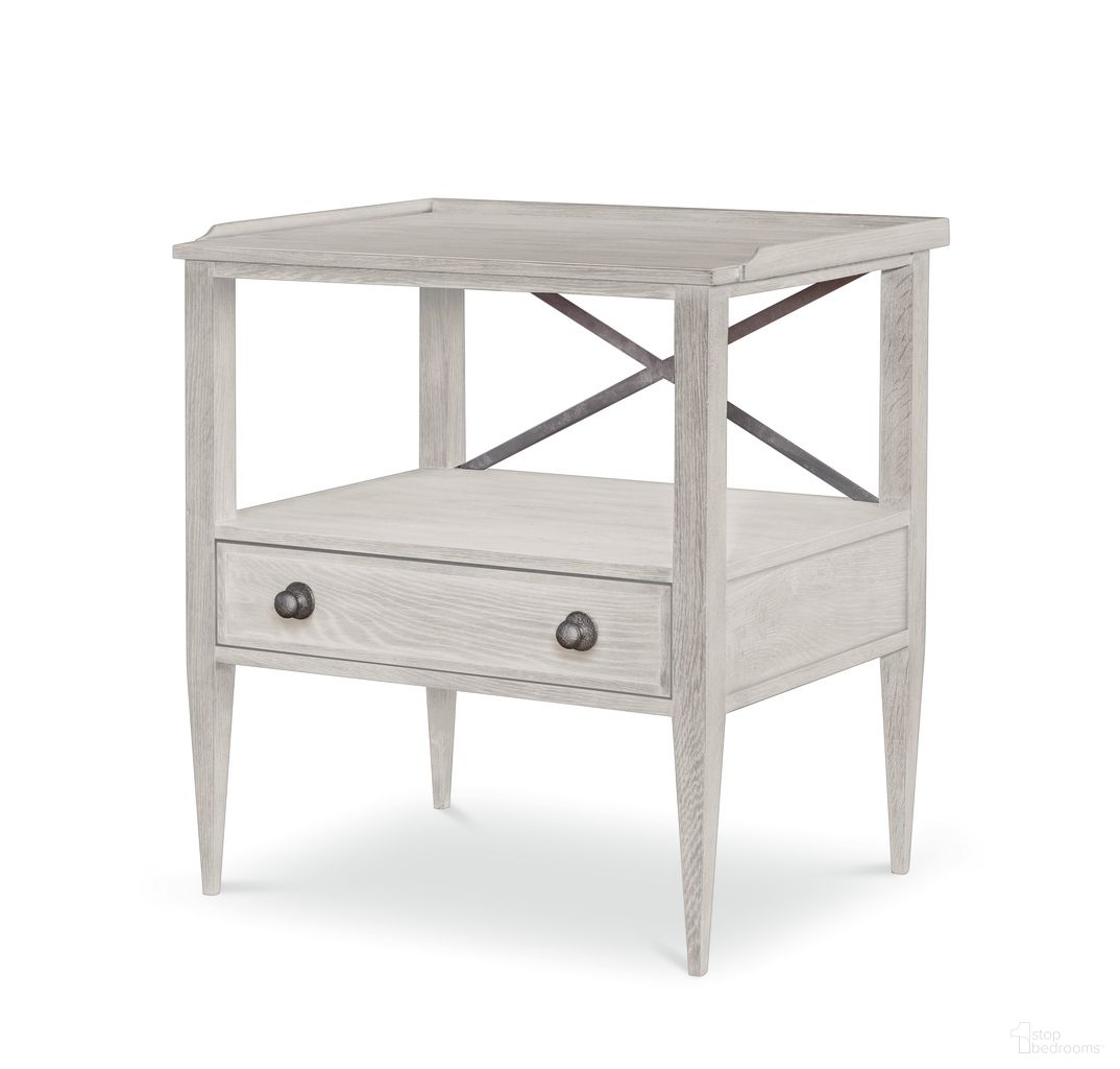 The appearance of Camden William Nightstand In Gray designed by Century Furniture in the transitional interior design. This gray piece of furniture was selected by 1StopBedrooms from Camden Collection to add a touch of cosiness and style into your home. Sku: B2W-221. Material: Oak Veneer.