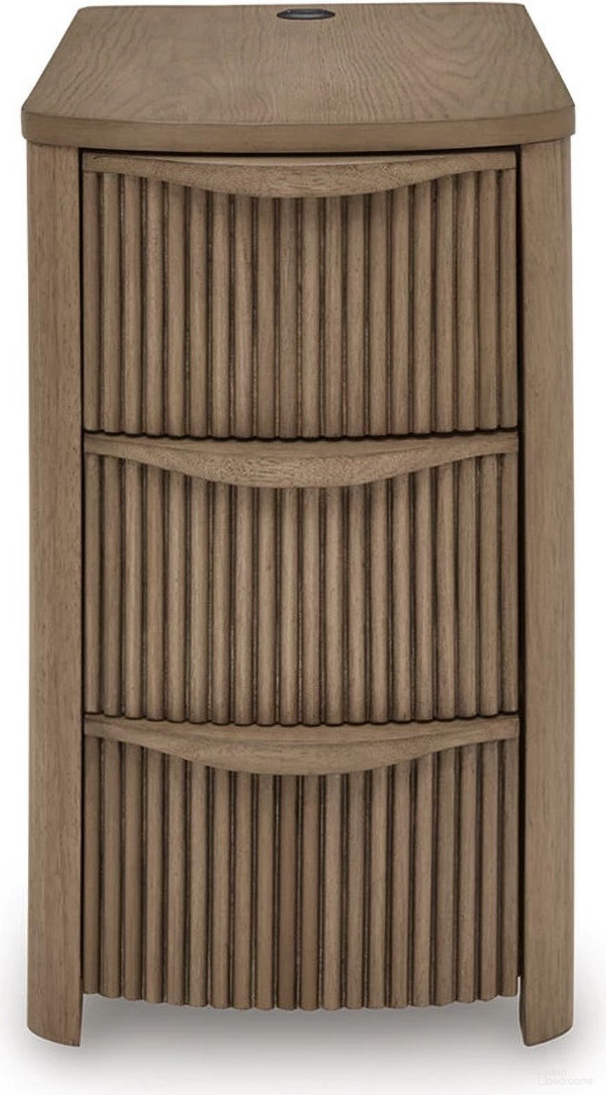 The appearance of Camdill Chairside End Table In Light Brown designed by Signature Design by Ashley in the transitional interior design. This light brown piece of furniture  was selected by 1StopBedrooms from Camdill Collection to add a touch of cosiness and style into your home. Sku: T208-317. Material: Wood.
