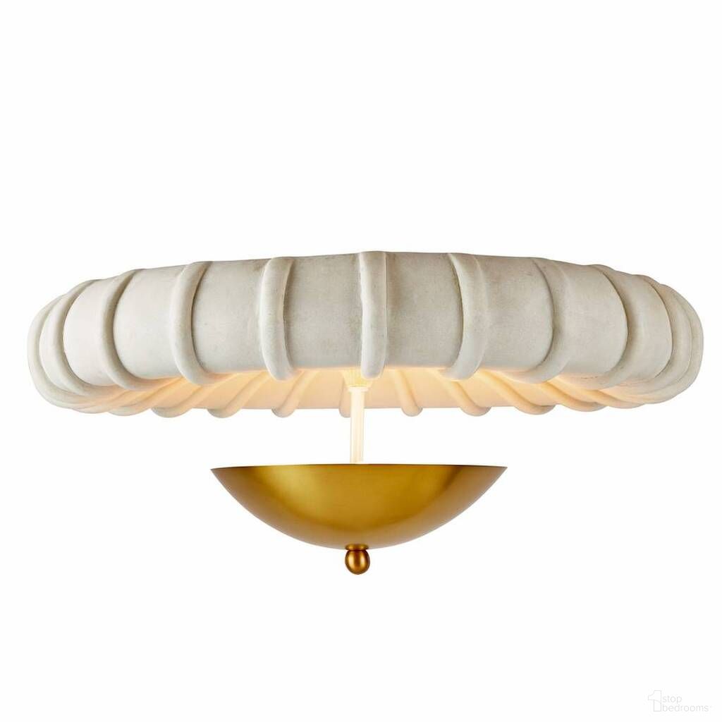 The appearance of Camella Flush Mount In Ivory And Gold designed by Arteriors in the modern / contemporary interior design. This ivory and gold piece of furniture  was selected by 1StopBedrooms from Camella Collection to add a touch of cosiness and style into your home. Sku: DFC12. Material: Ricestone.