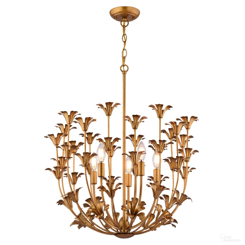 Camellia 23.5 Inch 5 Light Pendant In Gilded Gold