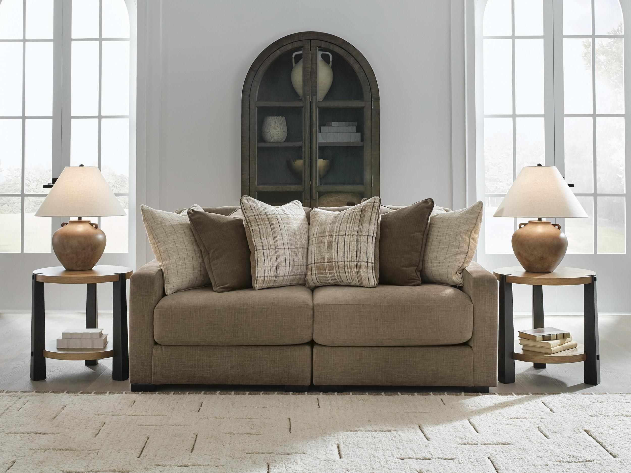 Camellia-Court 2-Piece Sectional Sofa In Coffee