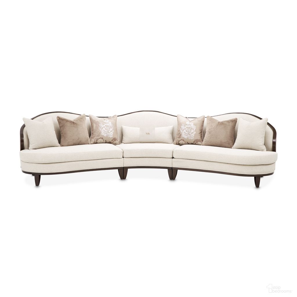 Camellia Field 3-Piece Chenille Sofa In Linen and Warm Pecan