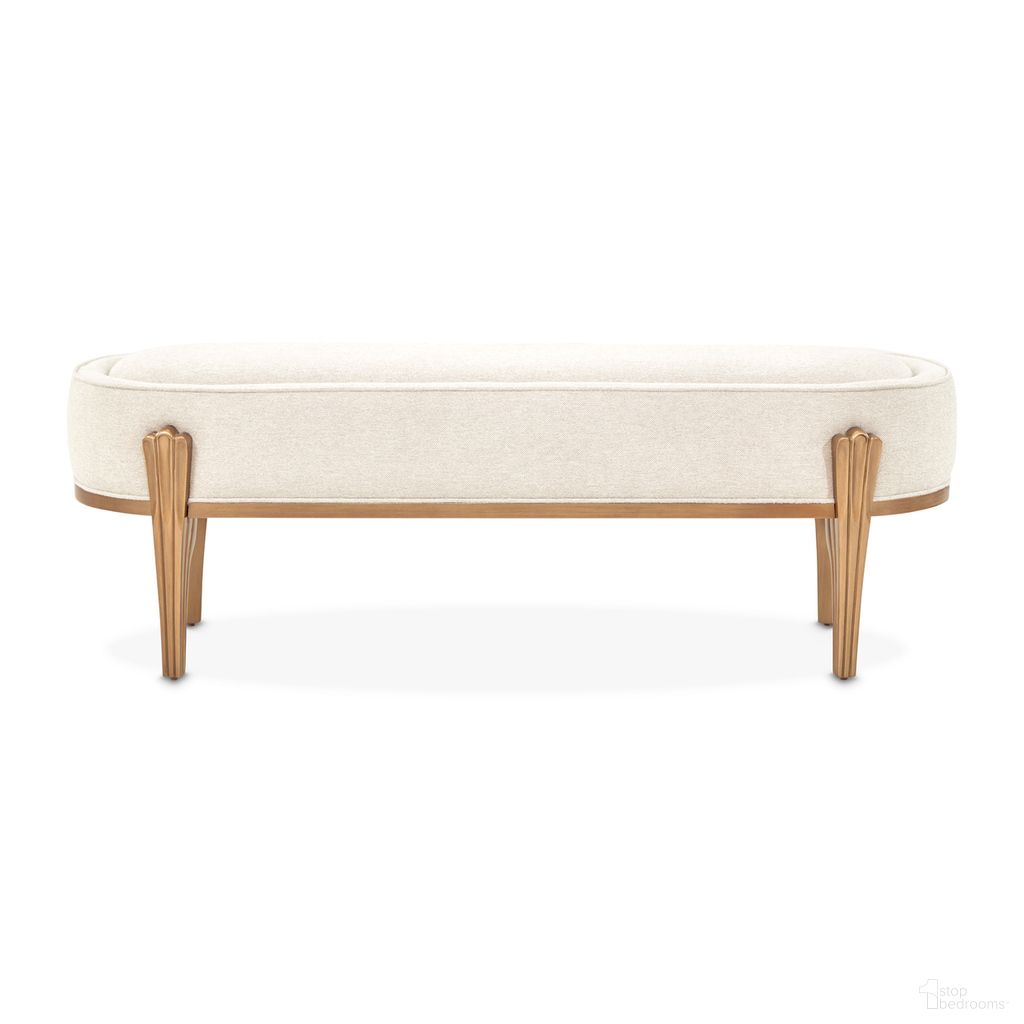 Camellia Field Accent Bench In Linen and Antique Gold