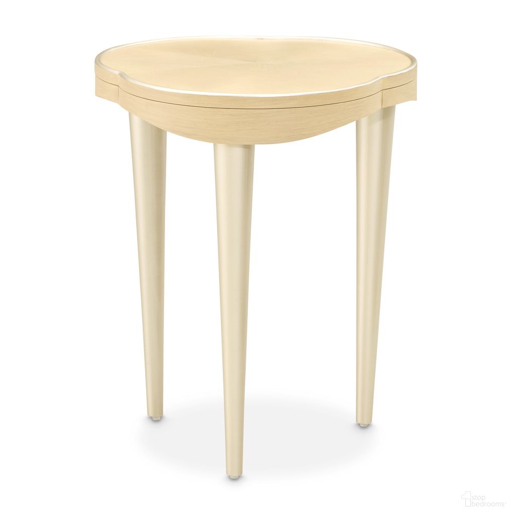 The appearance of Camellia Field Chairside Table In Caramel designed by Michael Amini in the modern / contemporary interior design. This caramel piece of furniture  was selected by 1StopBedrooms from Camellia Field Collection to add a touch of cosiness and style into your home. Sku: N9090206-134. Material: Poplar.