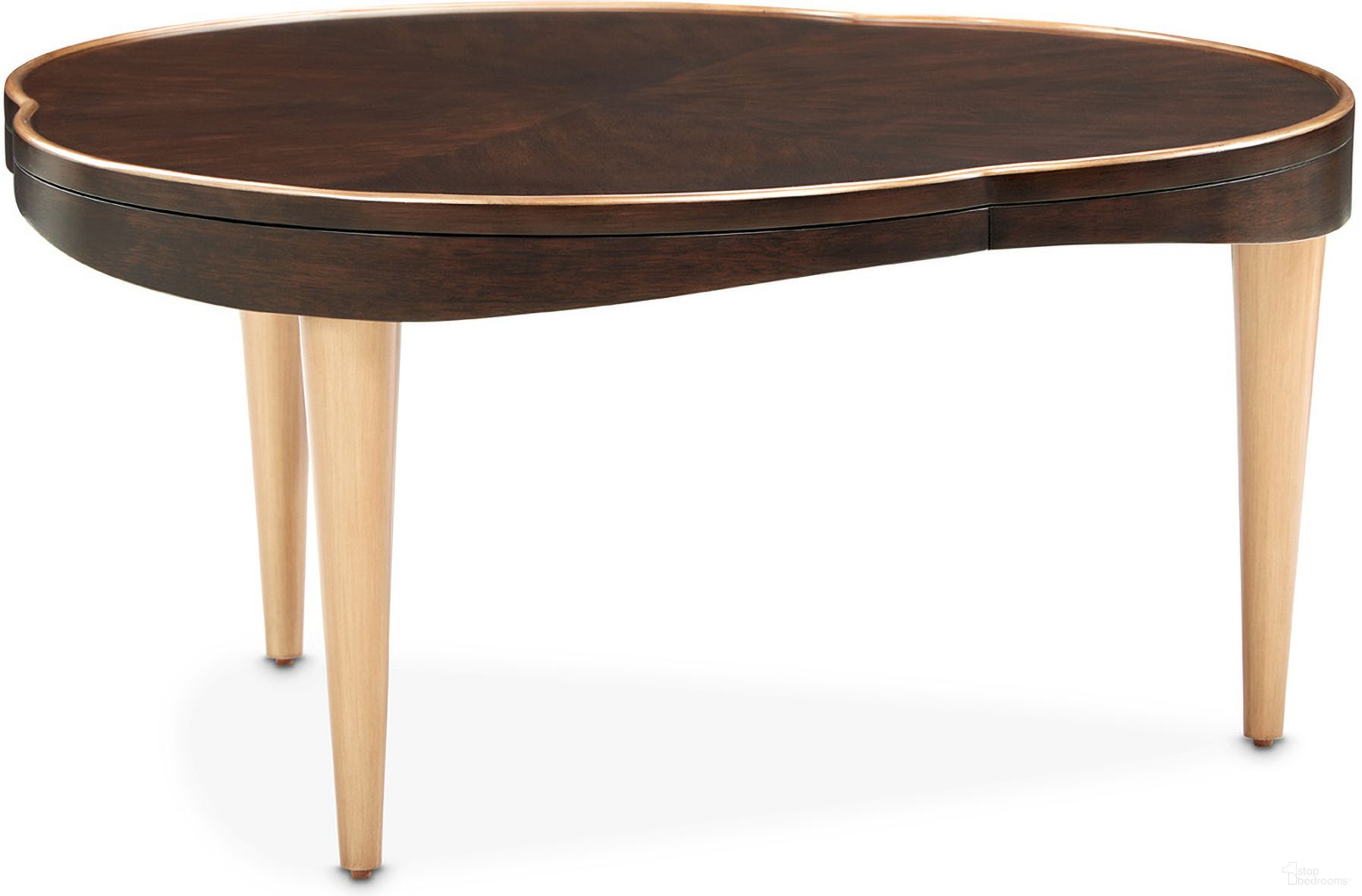 The appearance of Camellia Field Cocktail Table In Warm Pecan designed by Michael Amini in the transitional interior design. This warm pecan piece of furniture was selected by 1StopBedrooms from Camellia Field Collection to add a touch of cosiness and style into your home. Sku: N9090204-400. Material: Solid Wood.