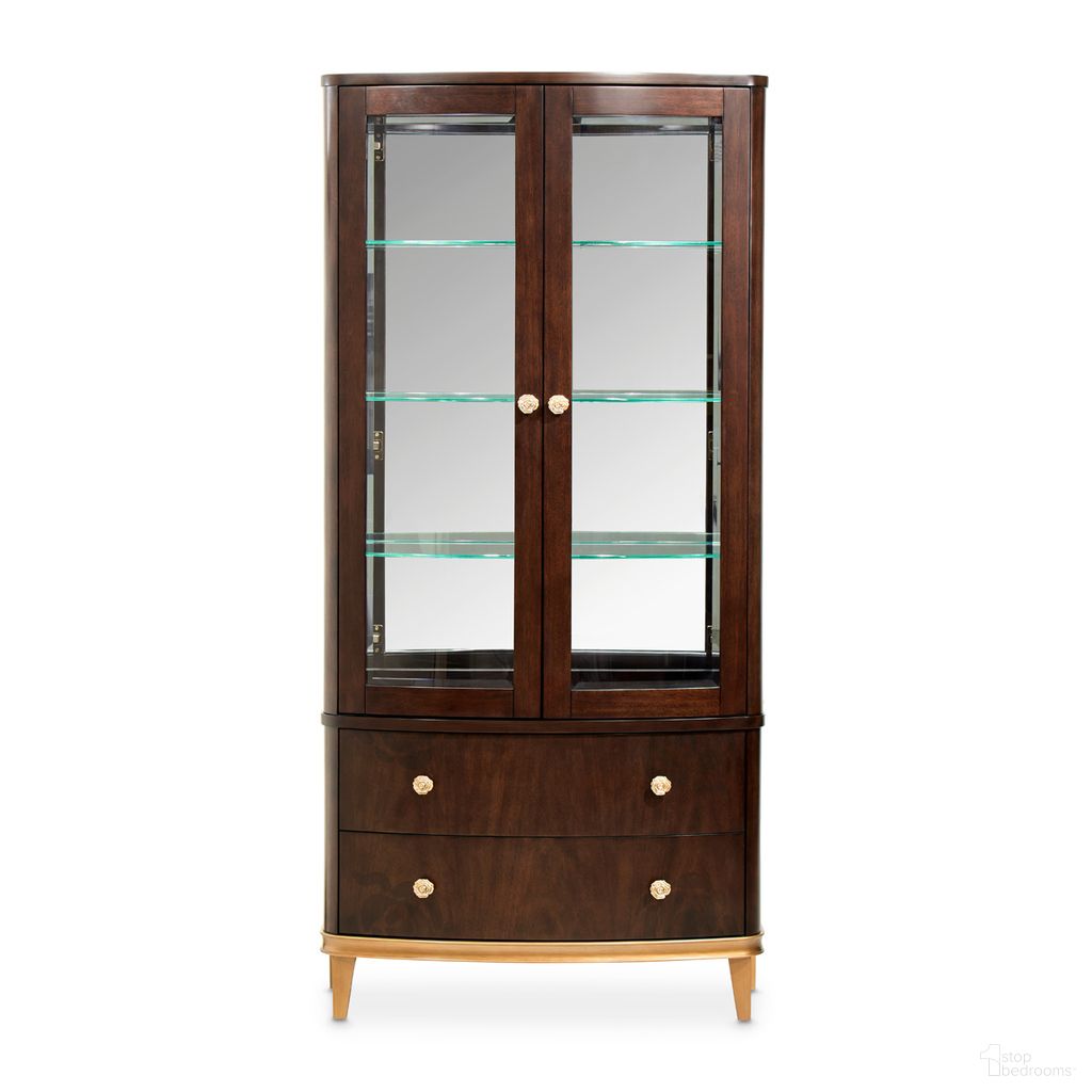 The appearance of Camellia Field Display Cabinet In Warm Pecan designed by Michael Amini in the transitional interior design. This warm pecan piece of furniture was selected by 1StopBedrooms from Camellia Field Collection to add a touch of cosiness and style into your home. Sku: N9090209T-400;N9090209B-400. Material: Solid Wood.