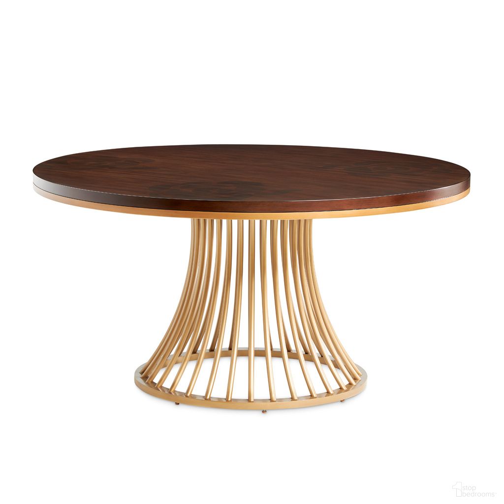 Camellia Field Round Dining Table In Warm Pecan