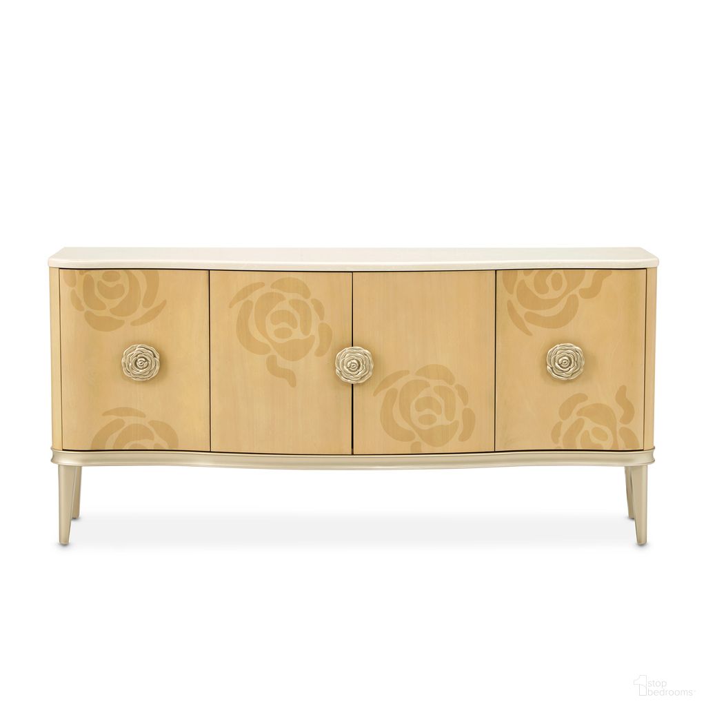 The appearance of Camellia Field Sideboard In Caramel designed by Michael Amini in the modern / contemporary interior design. This caramel piece of furniture was selected by 1StopBedrooms from Camellia Field Collection to add a touch of cosiness and style into your home. Sku: N9090007SA-134. Material: Poplar.