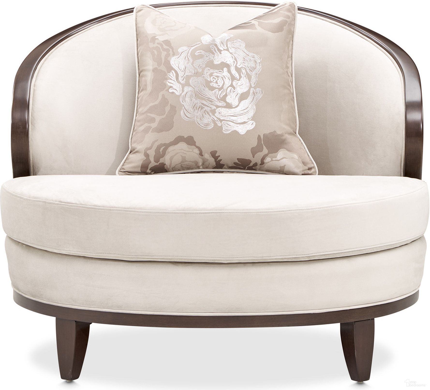 Camellia Field Velvet Matching Chair In Porcini and Warm Pecan