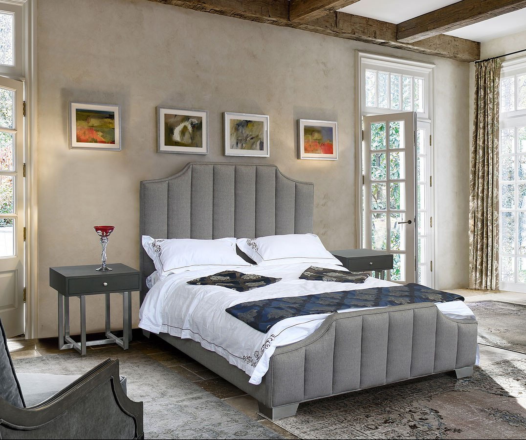 The appearance of Camelot Grey Queen Upholstered Platform Bed designed by Armen Living in the modern / contemporary interior design. This grey piece of furniture was selected by 1StopBedrooms from Camelot Collection to add a touch of cosiness and style into your home. Sku: LCCTBEGRHB;LCCTBEGRFB;LCCTBEGRSR;LCCTBEGRHW. Bed Type: Platform Bed. Bed Size: Queen. Material: Stainless Steel.