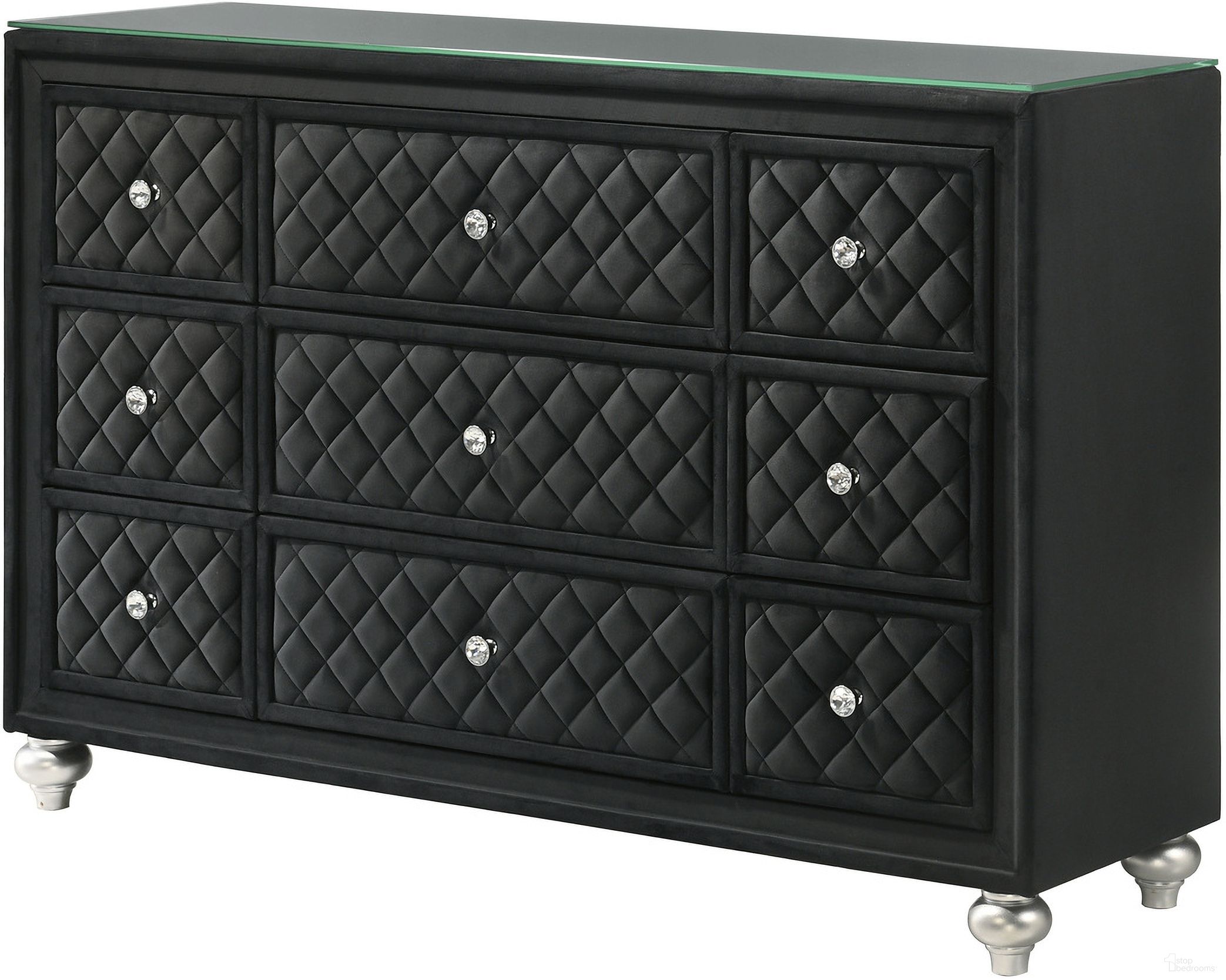 The appearance of Cameo Dresser In Black designed by Crown Mark in the glam interior design. This black piece of furniture was selected by 1StopBedrooms from Cameo Collection to add a touch of cosiness and style into your home. Sku: B2180-1. Material: MDF.