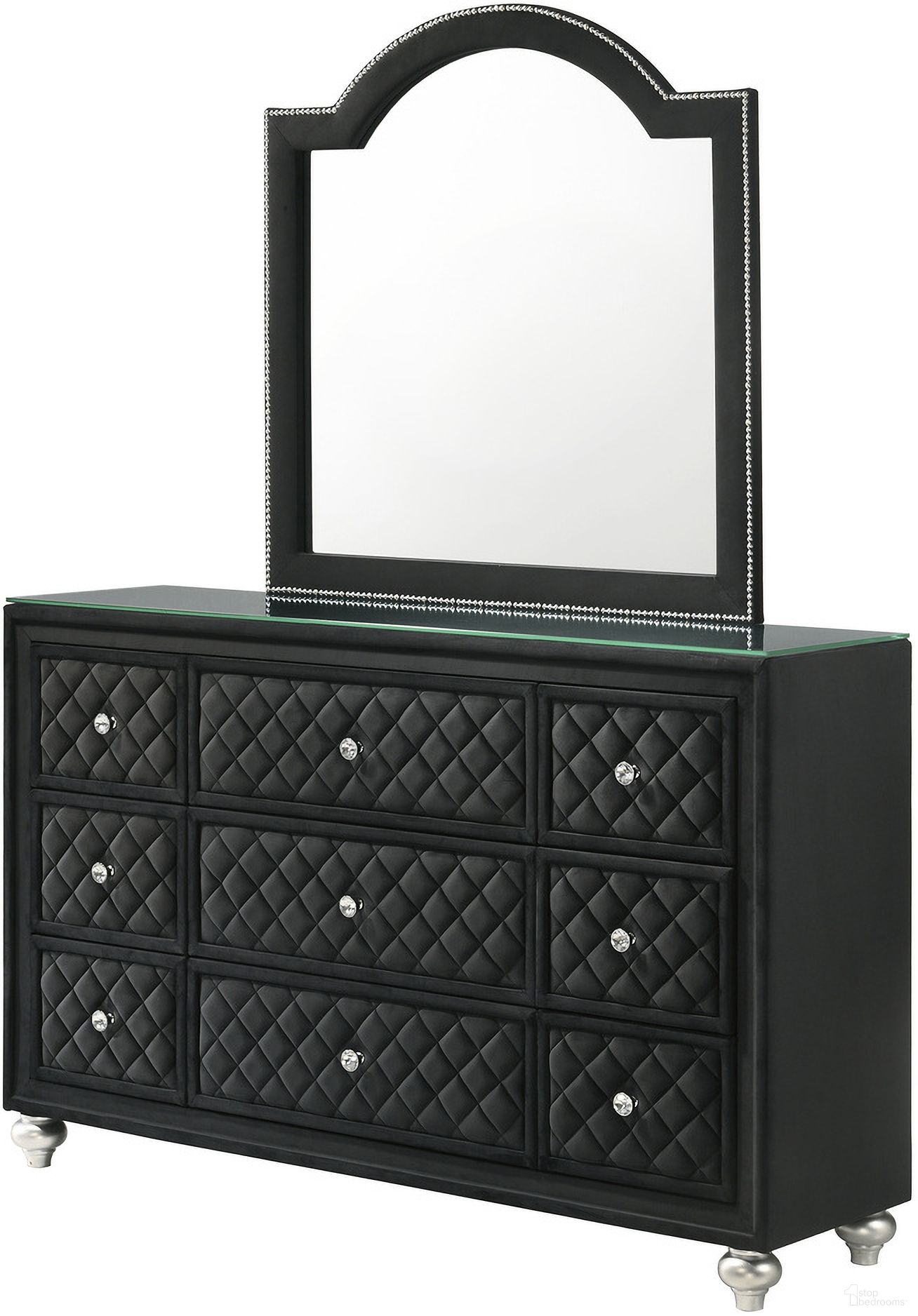 The appearance of Cameo Dresser Mirror In Black designed by Crown Mark in the glam interior design. This black piece of furniture was selected by 1StopBedrooms from Cameo Collection to add a touch of cosiness and style into your home. Sku: B2180-11. Material: MDF.