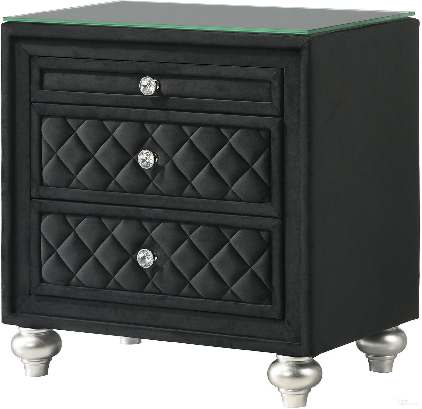 The appearance of Cameo Night Stand In Black designed by Crown Mark in the glam interior design. This black piece of furniture was selected by 1StopBedrooms from Cameo Collection to add a touch of cosiness and style into your home. Sku: B2180-2. Material: MDF.