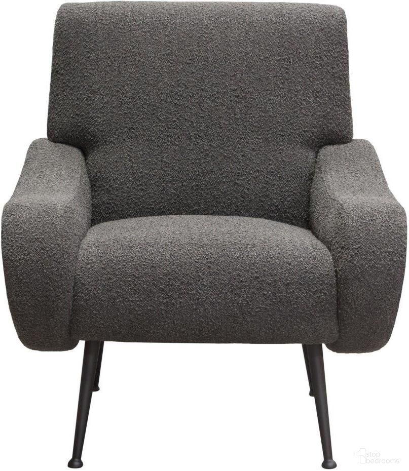 Cameron Accent Chair in Boucle Textured Fabric with Black Leg